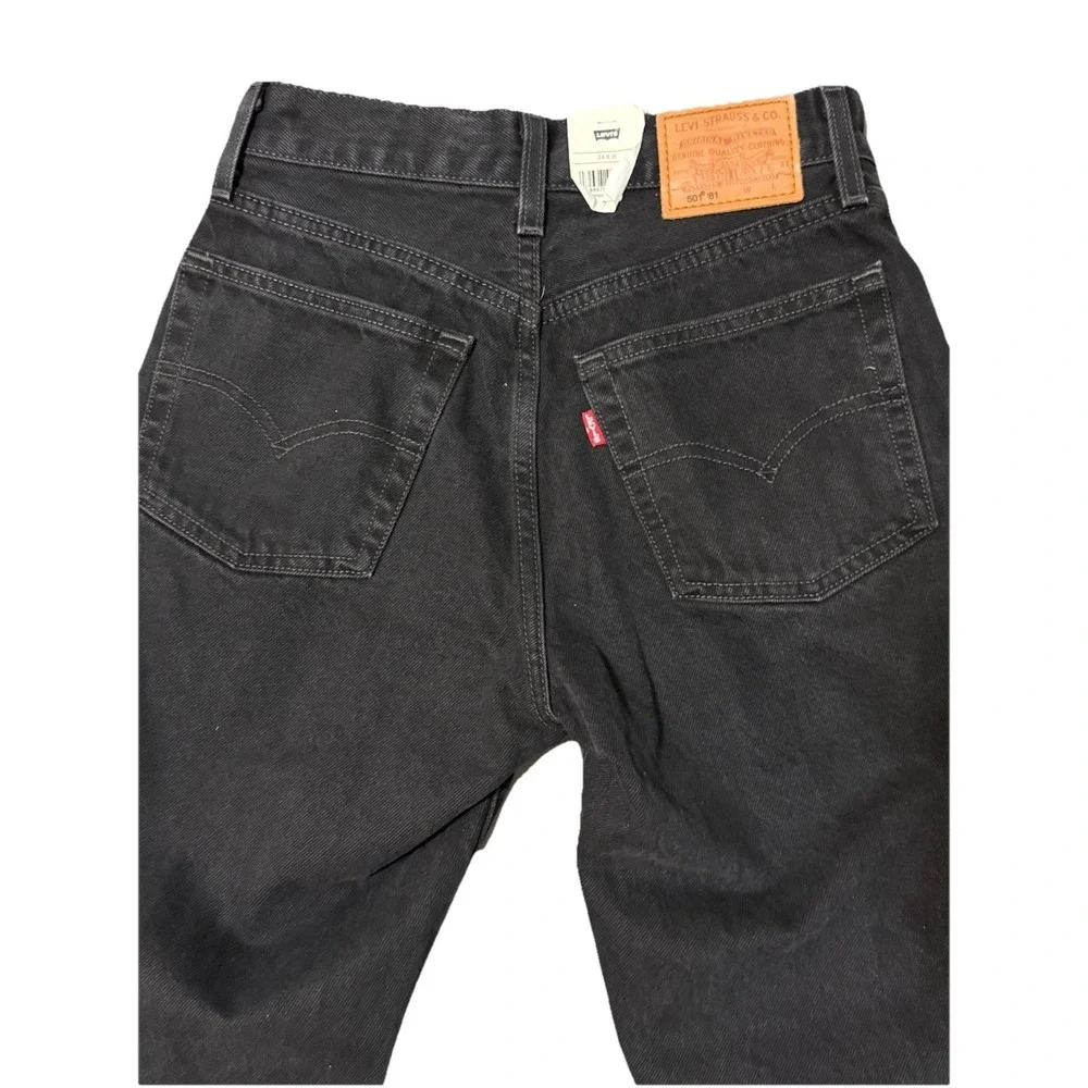 Levi's Premium Women 501 '81 Tapered Leg High Rise Button Fly Jeans Black  24X31